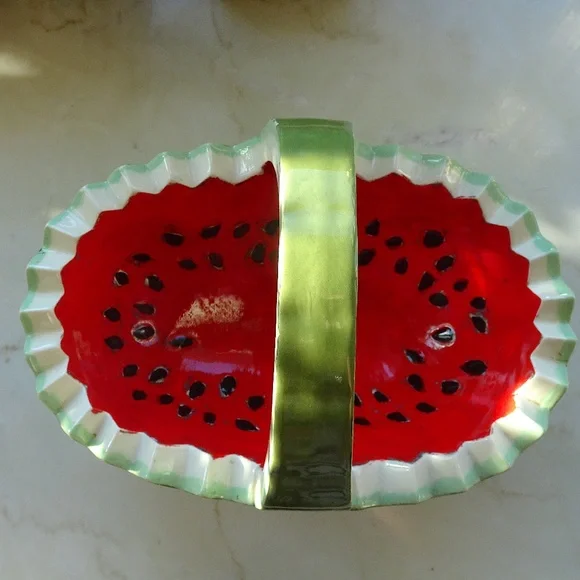 Ceramic Summer Watermelon Fresh Fruit Vegan Display Basket - Picture 5 of 6
